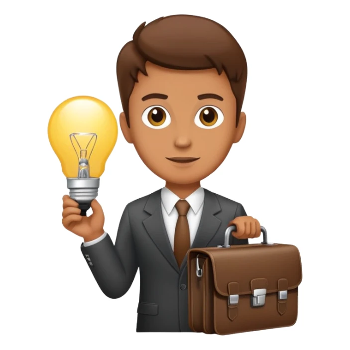 entrepreneur with briefcase and business ideas sticker