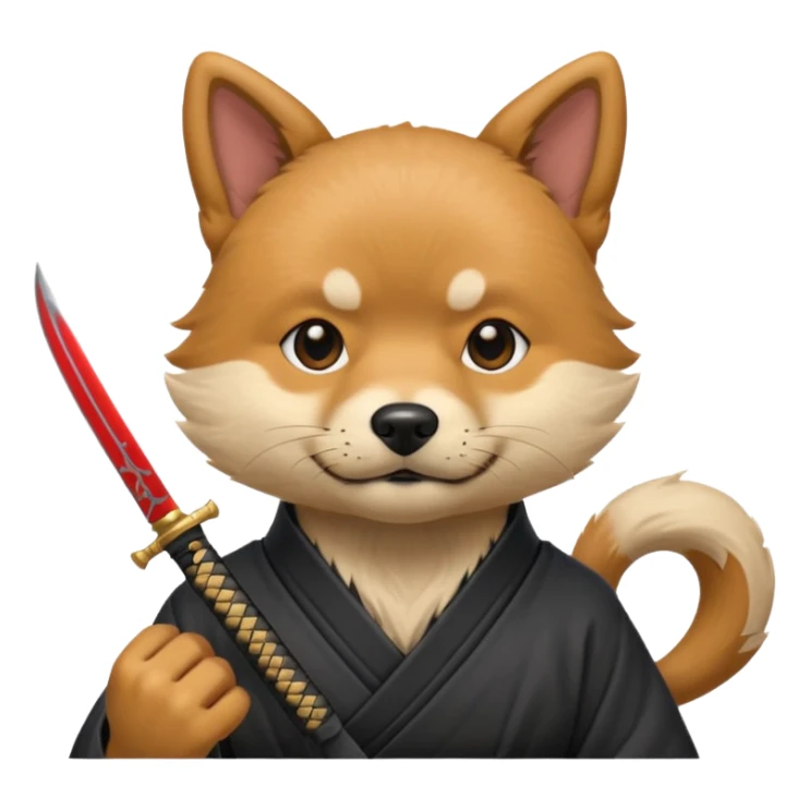 dog japan ancient ninja with small knife sticker