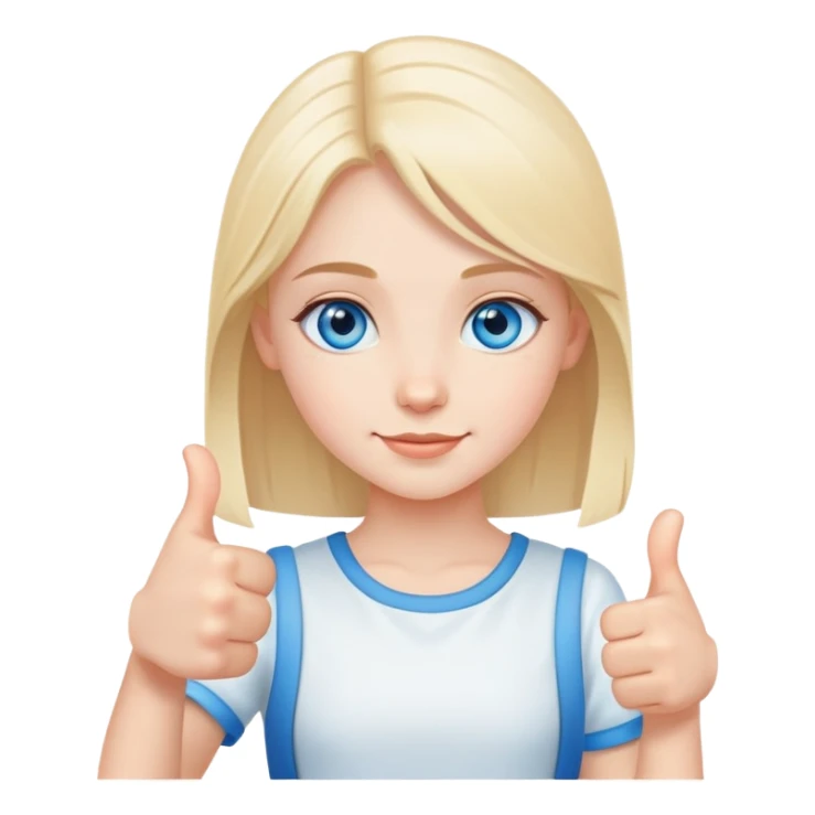 A dainty girl thumbs up blue eyes sticker