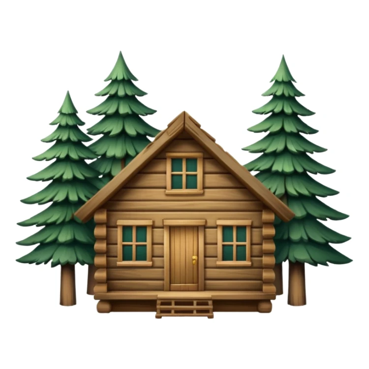 cabin in the woods, surrounded by pines sticker