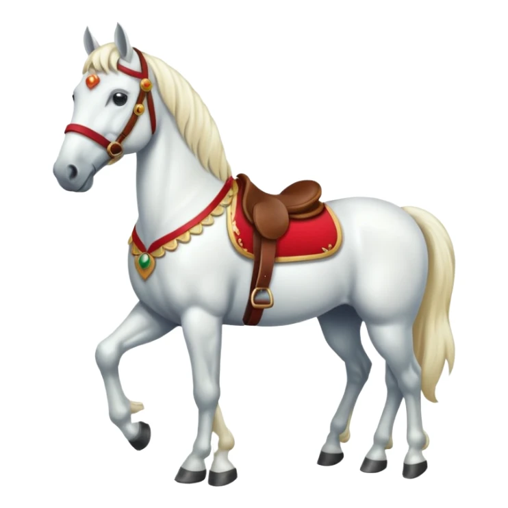 christmas white horse with a red saddle sticker