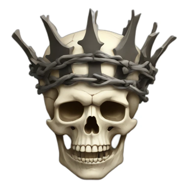 Rugged skull with a crown of thorns sticker