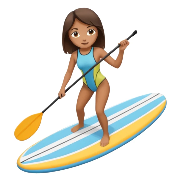 Brunette girl and paddle boarding  sticker