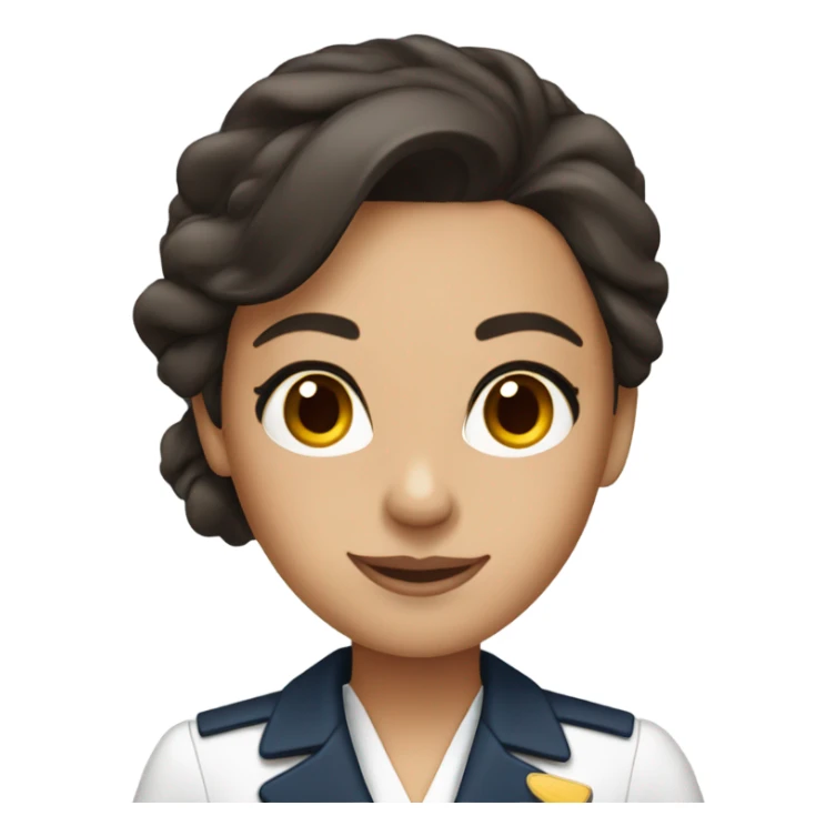 flight attendant dark brown hair  brown eyes sticker