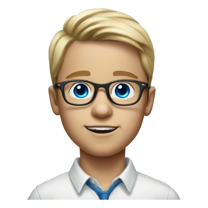 realistic portrait of boy with blue eyes wearing glasses sticker