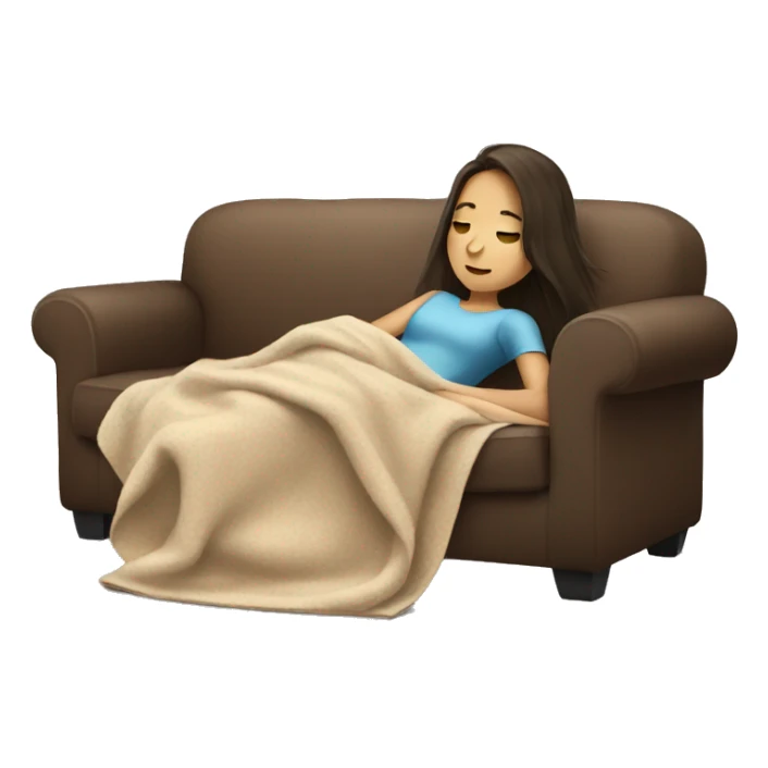 Brunette girl laying on the couch with a blanket around her sticker