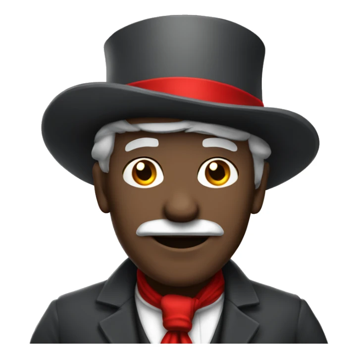 Gray skin old man wearing top hat and red bandana on face sticker