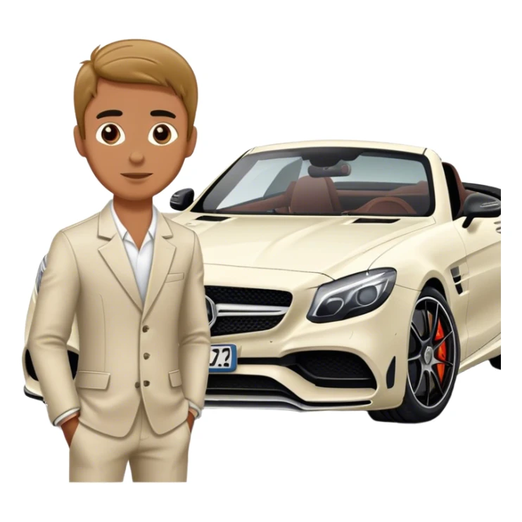 A man next to Mercedes AMG sticker