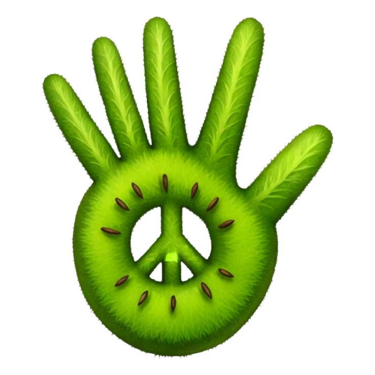 Peace sign hand emoji but its kiwi skin sticker