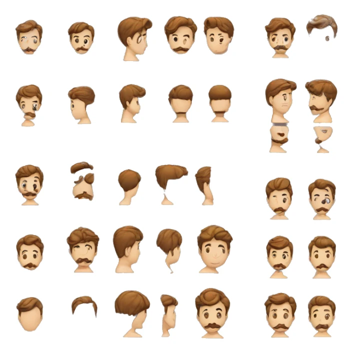 Homme jeune cheveux marron long nez et moustache  sticker