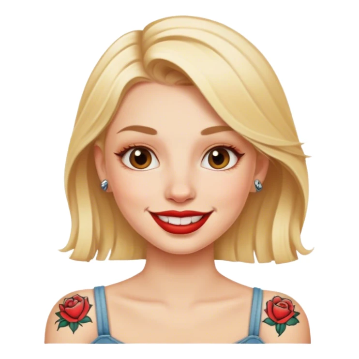 blonde girl with lips tattoo sticker