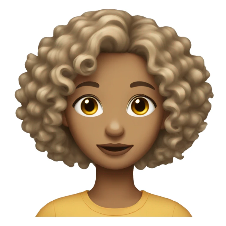 Short curly hair light skin toned girl with light brown eyes sticker