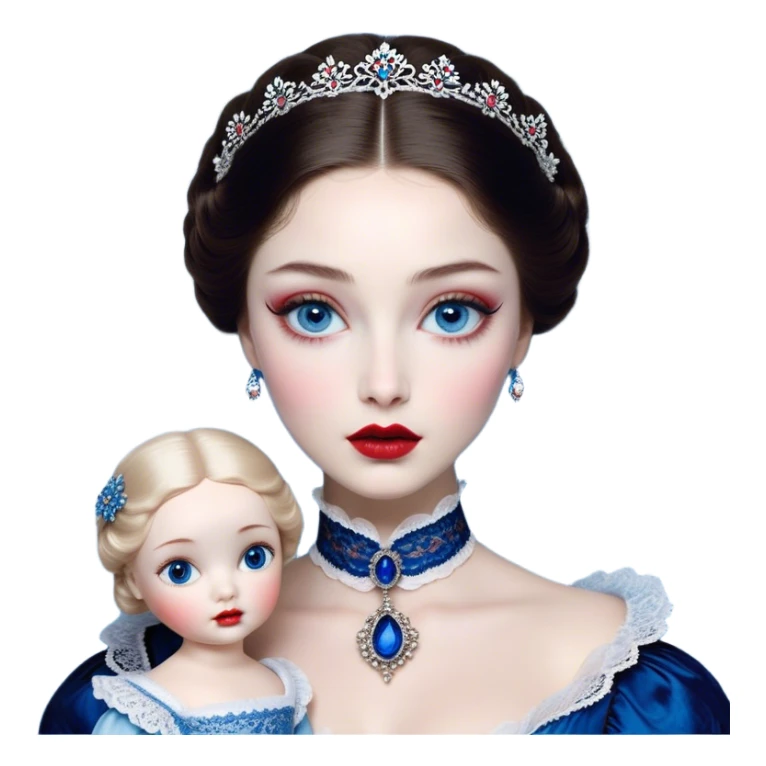 porcelain doll skin, large blue eyes with long lashes, fine details, olivia culpo as milady de winter, jinyoung shin art, refined nose, scarlet, dim light, by Maude Kaufman Eggemeyer, great digital art with details, by Scott Samuel Summers, ad image, ori and the blind, stunningly realistic sticker