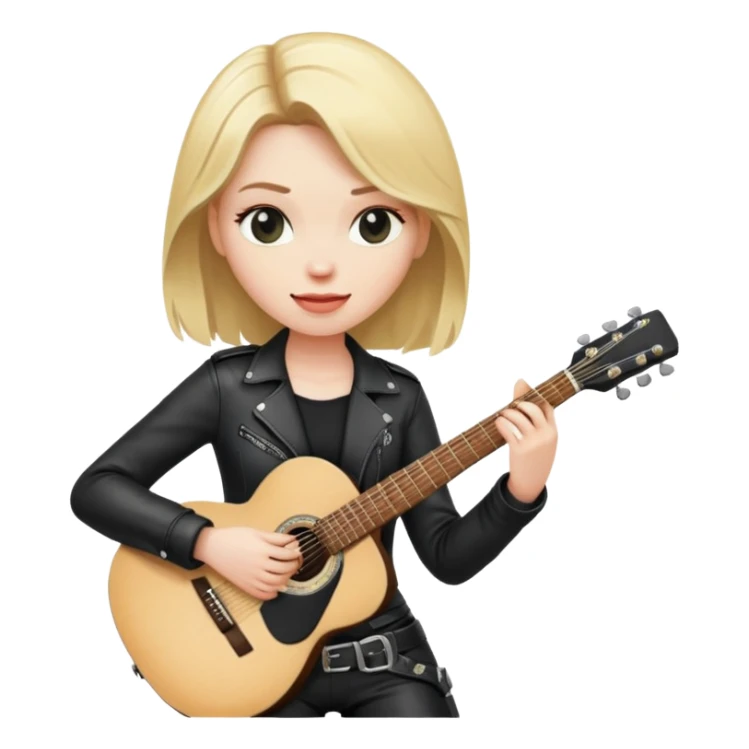 Blonde haired woman wearing black leather playing guitar sticker
