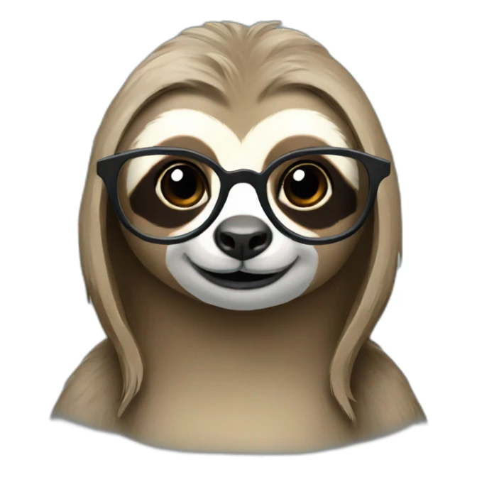 Female Sloth with glasses and a bun sticker