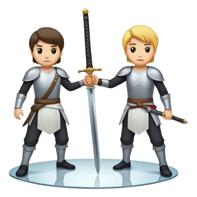 the sword on the floor and a mirror person sticker