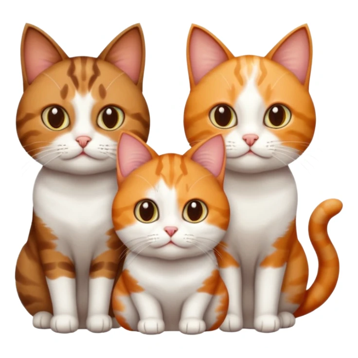 3 cats and each are different natural colours; brown tabby and white, calico, and ginger and white sticker