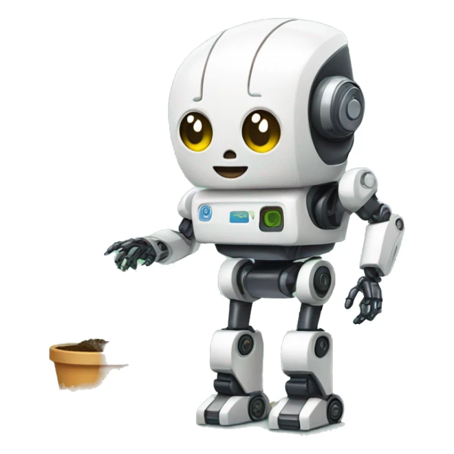 combina una pequeña planta  y un robot  sticker