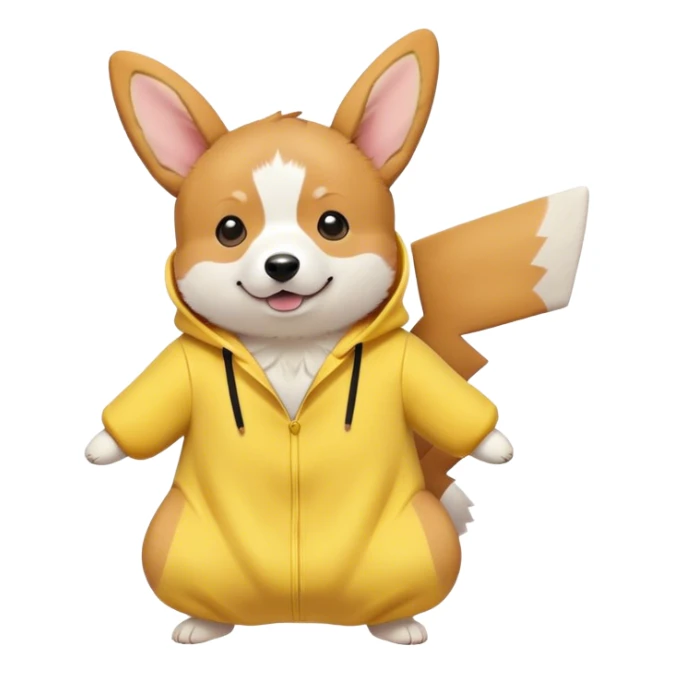 Corgi in kigurumi pikachu sticker