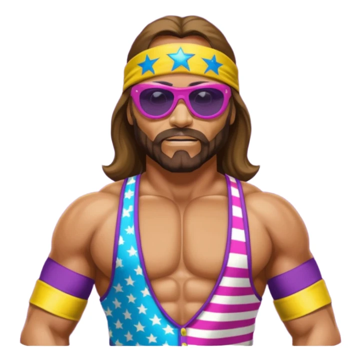 Create a Macho Man emoji for a teams chat but make it more original style to the game - make it as realistic as possible sticker