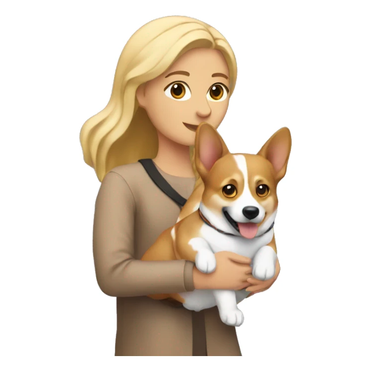 blonde girl with arab guy holding a corgi in their arms sticker