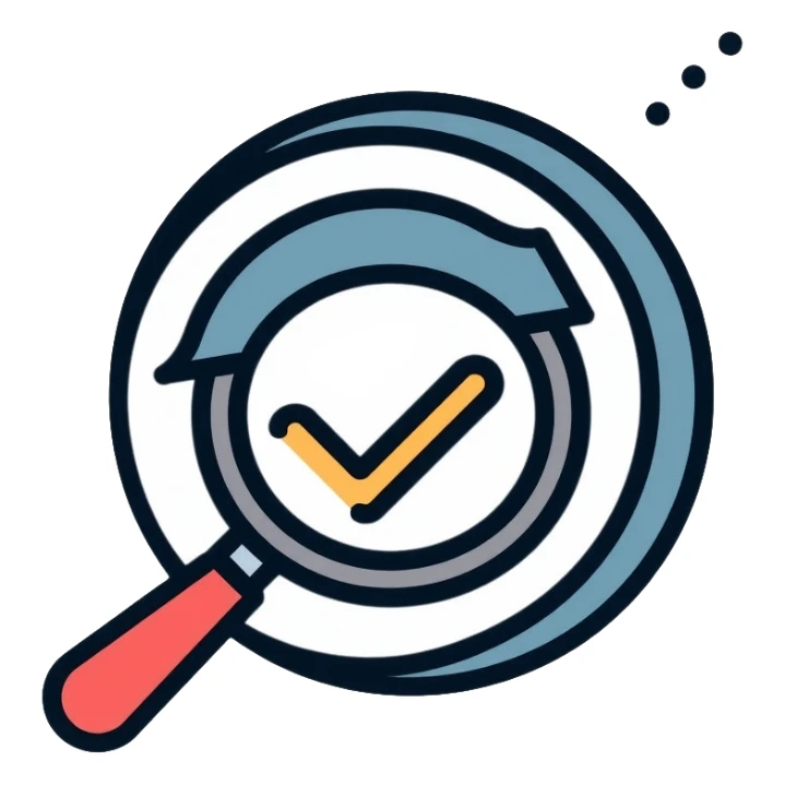 Quality Assurance logo with checkmark and magnifying glass sticker