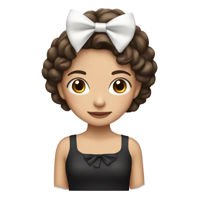 brunette girl with white bow sticker