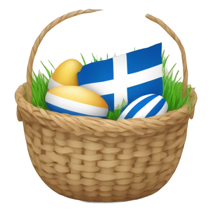 easter basket with greek and european flag eggs sticker
