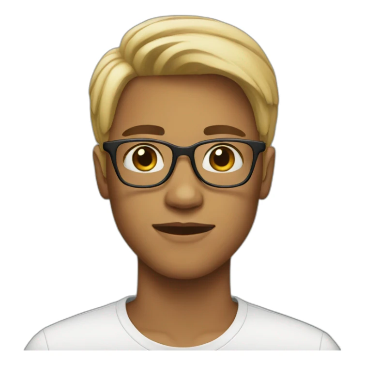 white teenager with glasses sticker