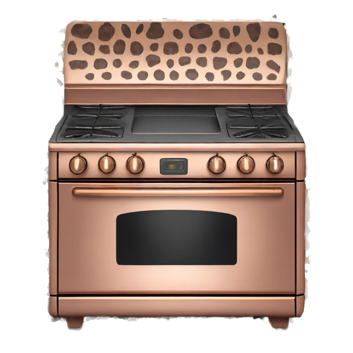 Realistic rose gold stove oven decorated in leopard print pattern. sticker
