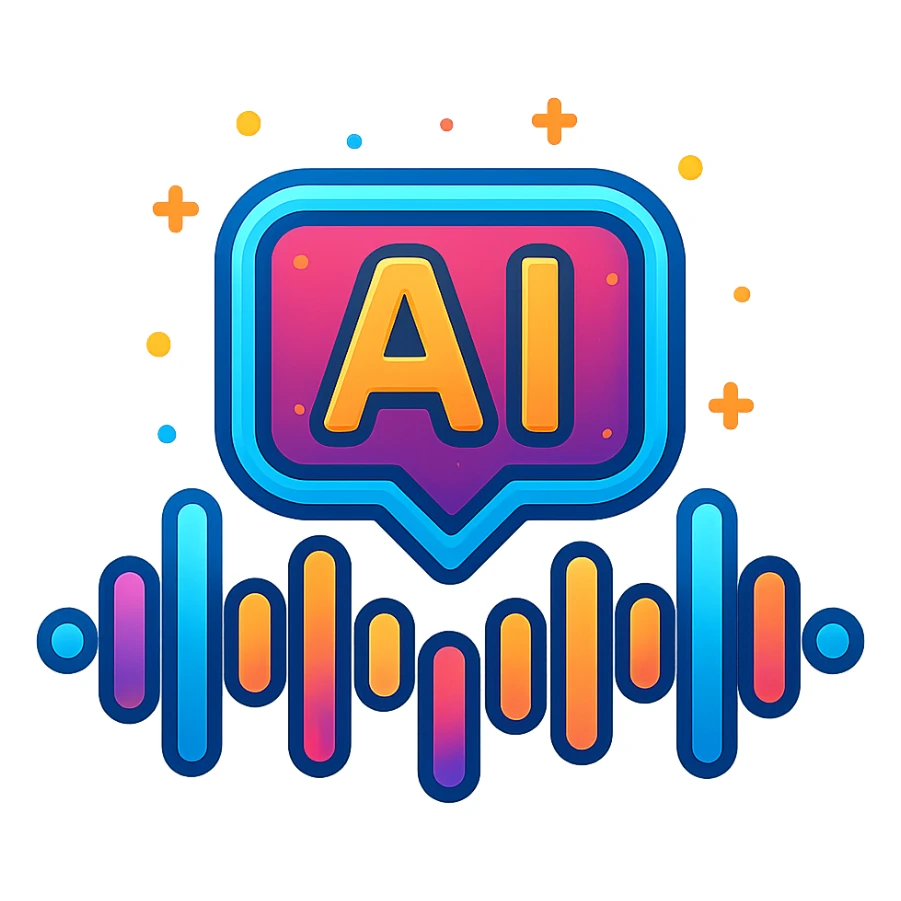 AI soundwave symbol, vibrant colors, futuristic, glowing effect, tech style sticker