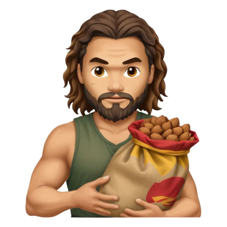 Jason mamoa holding a sack of nuts sticker