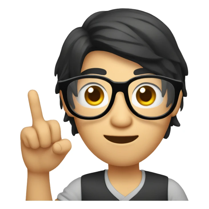 vietnamese developer black hair with eye glasses, hand with index finger pointing up sticker