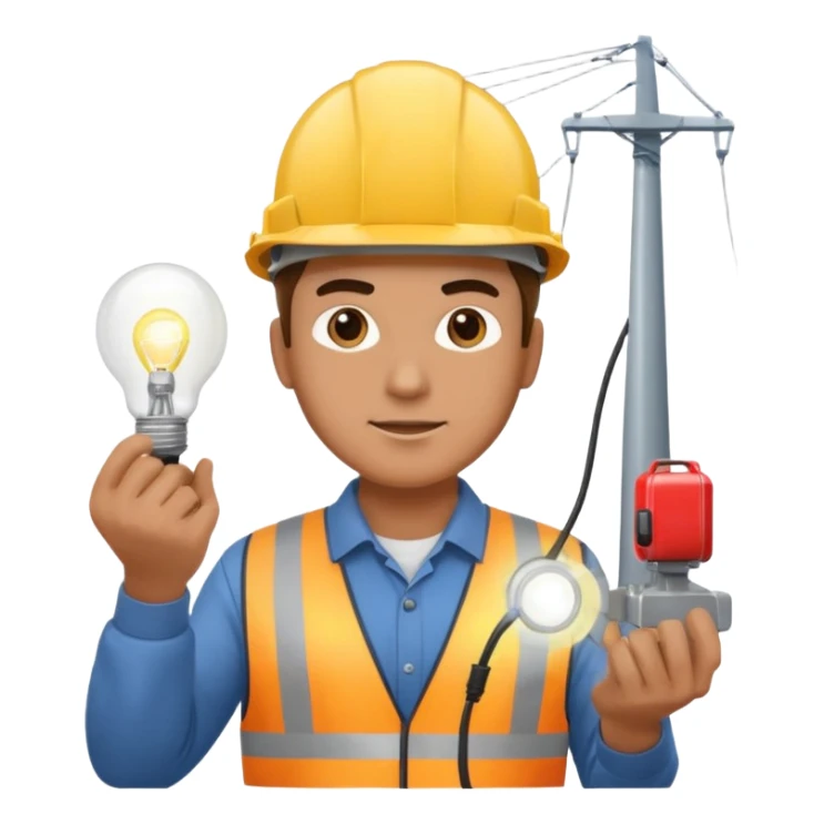 Am man Electricity power employer at work with a light sticker