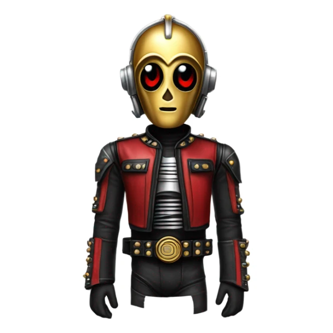  c3Po wearing Satan’s leather biker outfit walking sticker