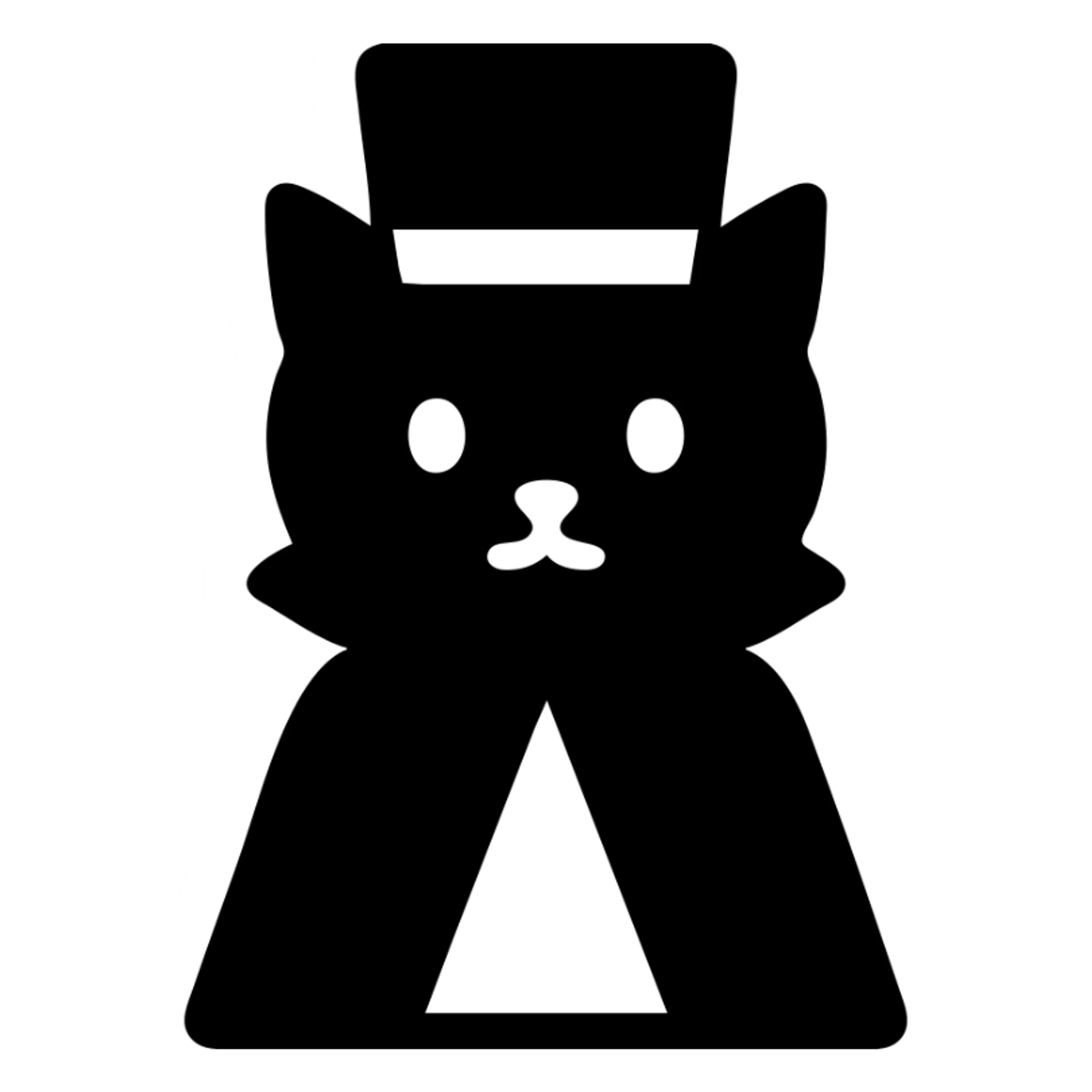 cat magician with a hat and cape, solid filled icon sticker