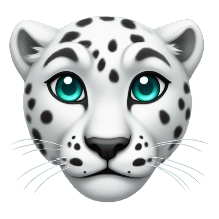 White snow leopard with black spots and teal glowing eyes  sticker