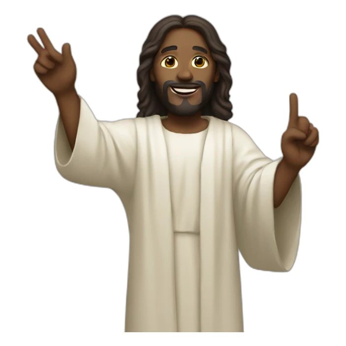 Black Jesus holding  up a peace sign sticker