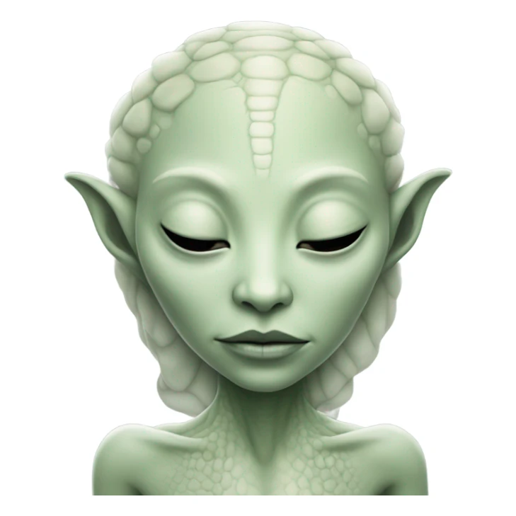a Reptilian alien white woman, full body, sleeping sticker