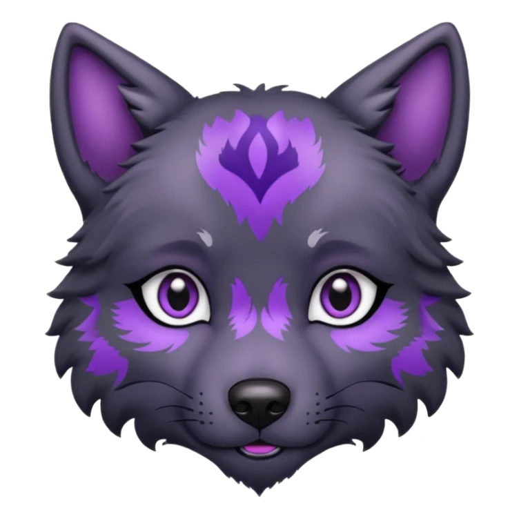 puppy eyes black wolf with purple pattern sticker