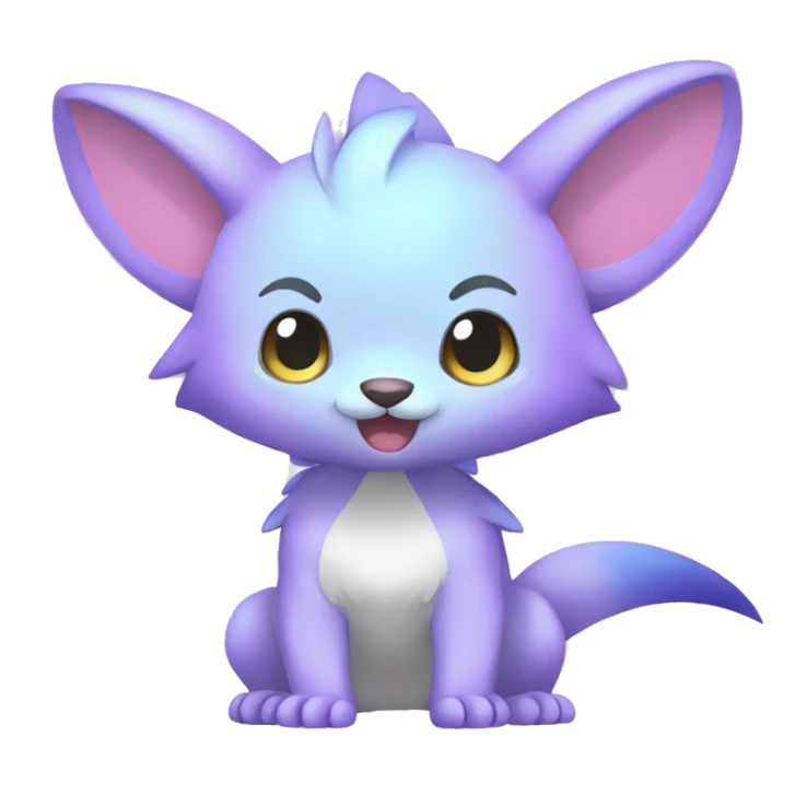 Cute cool white blue purple pink animal hybrid Fakemon full body sticker