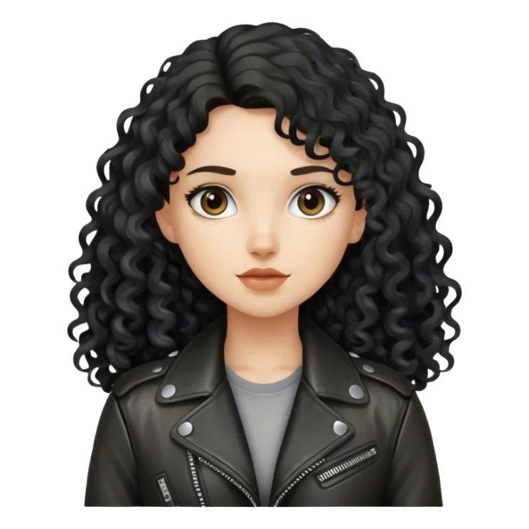 Chica blanca, con cabello negro largo y rizado, con chaqueta de cuero,arquitecta sticker