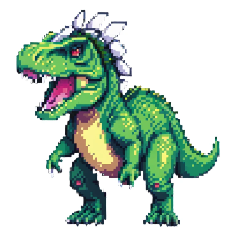 T-Rex with bunny ears and tail in pixel art style sticker