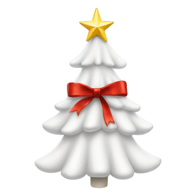 aesthetic white christmas tree with a star and red bow sticker
