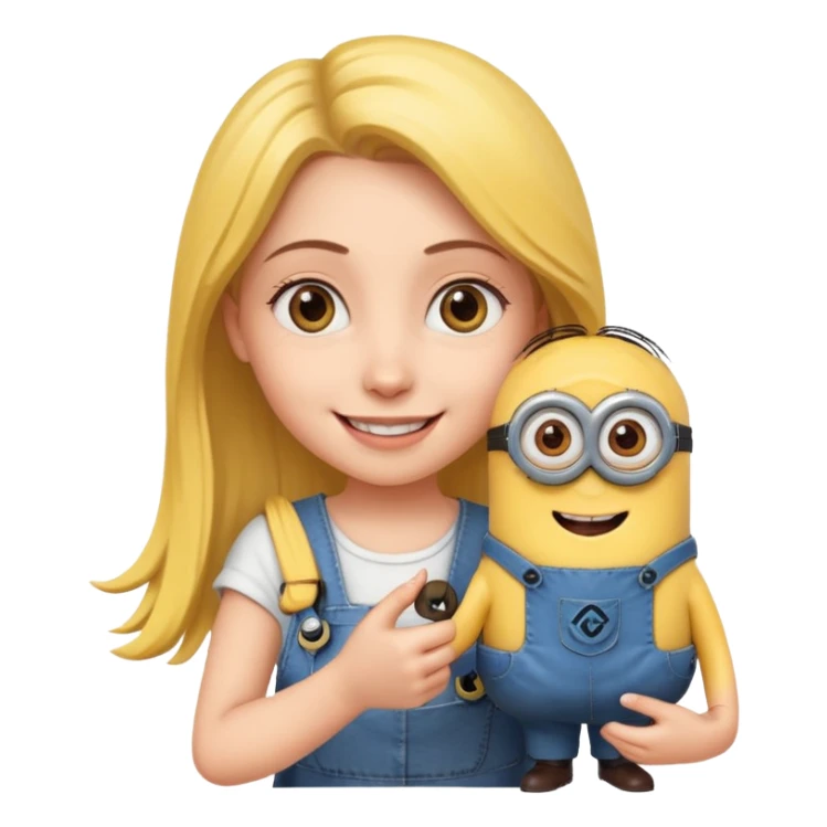 Young White girl holding minions hand sticker