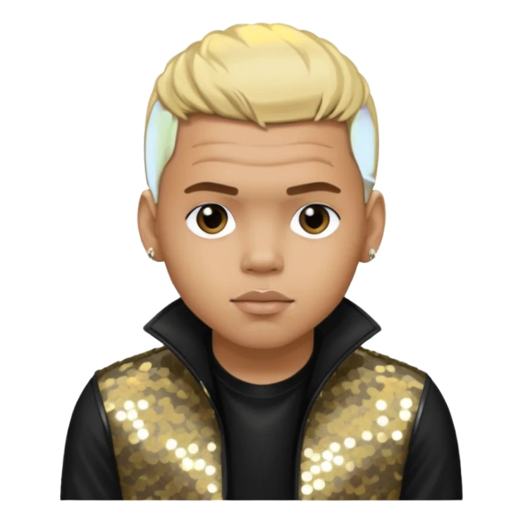 Chris Brown with blonde hair, black sequin outfit sticker