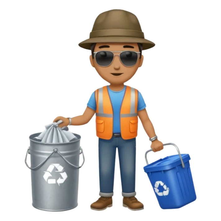 full side body man put the trash in can sticker