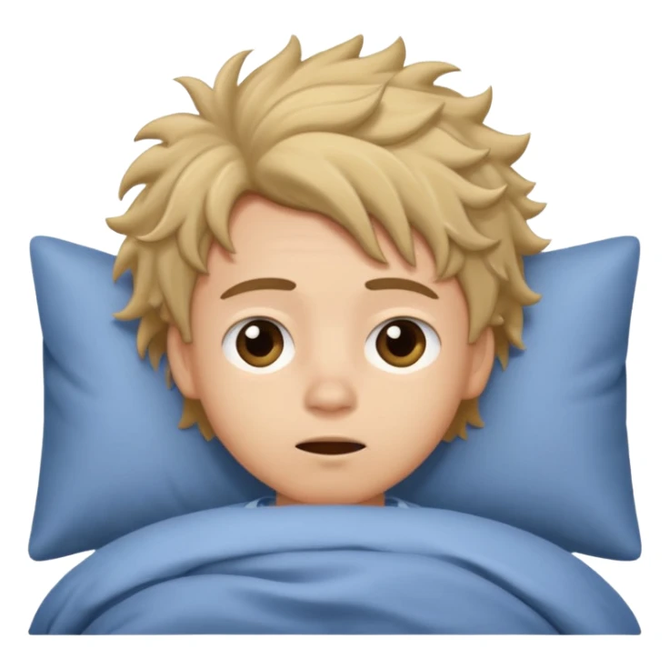 emoji- of a cute boy waking up in bed sticker