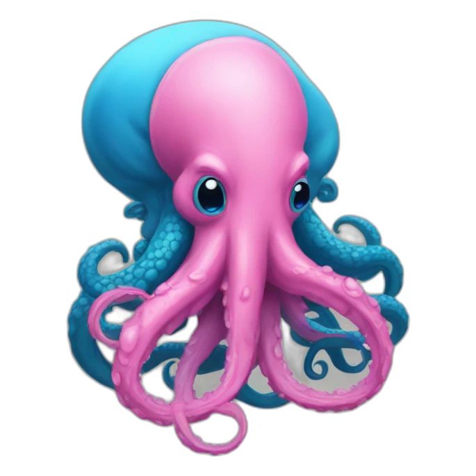 a blue kraken kissing an another pink kraken sticker