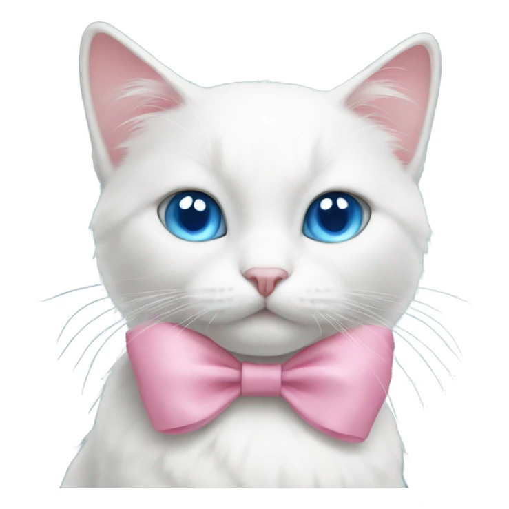 White cat with blue eyes and pink bow  sticker